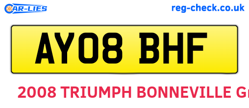 AY08BHF are the vehicle registration plates.