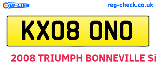 KX08ONO are the vehicle registration plates.