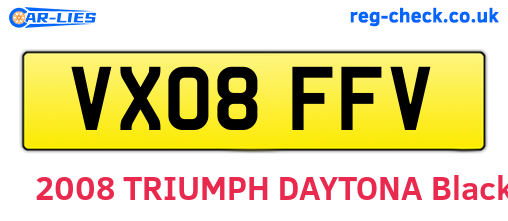 VX08FFV are the vehicle registration plates.