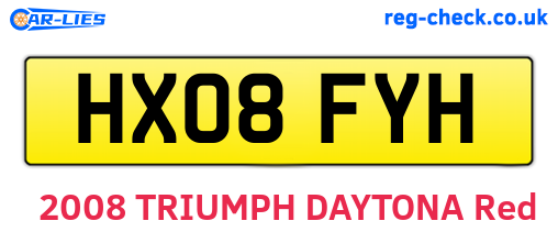 HX08FYH are the vehicle registration plates.