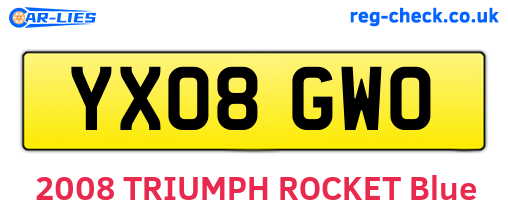 YX08GWO are the vehicle registration plates.