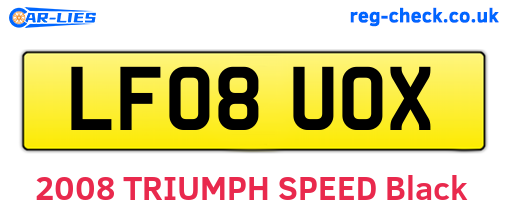 LF08UOX are the vehicle registration plates.