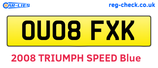 OU08FXK are the vehicle registration plates.
