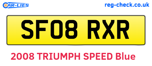 SF08RXR are the vehicle registration plates.
