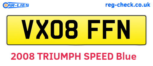 VX08FFN are the vehicle registration plates.