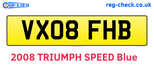 VX08FHB are the vehicle registration plates.