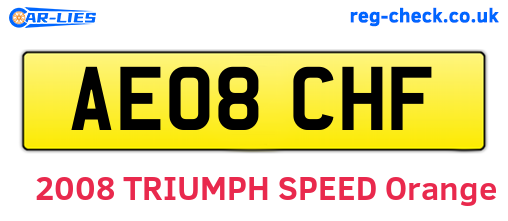 AE08CHF are the vehicle registration plates.