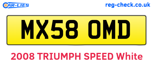 MX58OMD are the vehicle registration plates.