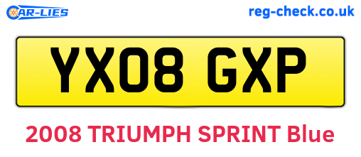 YX08GXP are the vehicle registration plates.