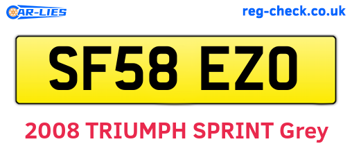SF58EZO are the vehicle registration plates.