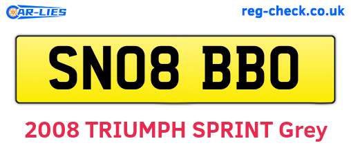 SN08BBO are the vehicle registration plates.