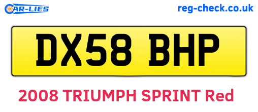 DX58BHP are the vehicle registration plates.