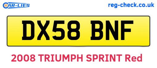 DX58BNF are the vehicle registration plates.