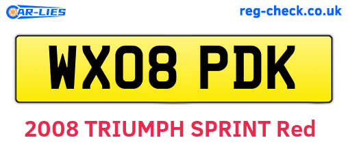 WX08PDK are the vehicle registration plates.