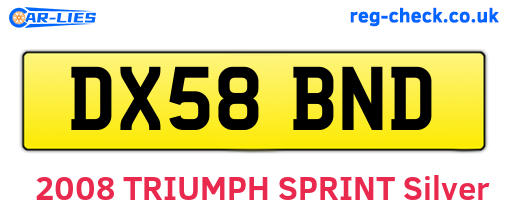 DX58BND are the vehicle registration plates.