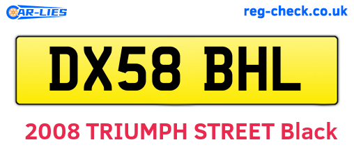 DX58BHL are the vehicle registration plates.