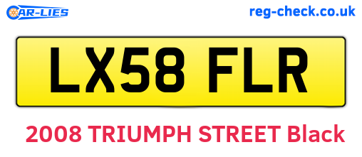 LX58FLR are the vehicle registration plates.