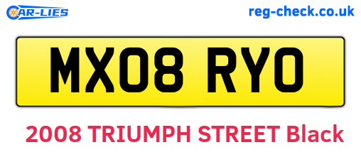 MX08RYO are the vehicle registration plates.