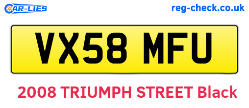 VX58MFU are the vehicle registration plates.