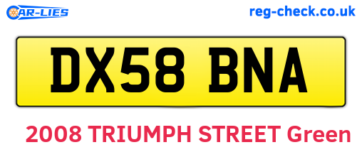 DX58BNA are the vehicle registration plates.