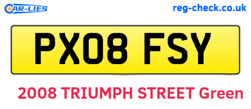 PX08FSY are the vehicle registration plates.