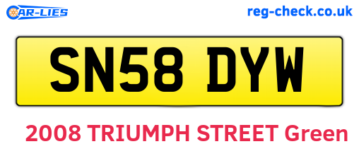 SN58DYW are the vehicle registration plates.