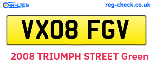 VX08FGV are the vehicle registration plates.