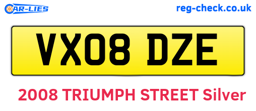 VX08DZE are the vehicle registration plates.