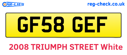 GF58GEF are the vehicle registration plates.