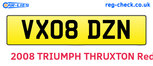 VX08DZN are the vehicle registration plates.