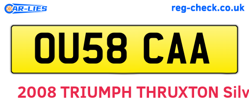 OU58CAA are the vehicle registration plates.