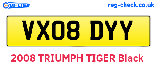 VX08DYY are the vehicle registration plates.