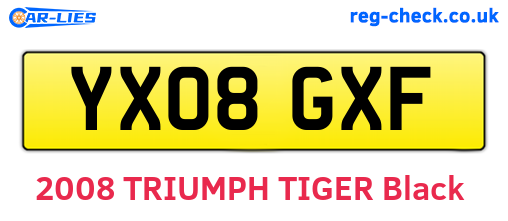 YX08GXF are the vehicle registration plates.