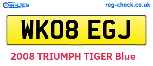 WK08EGJ are the vehicle registration plates.