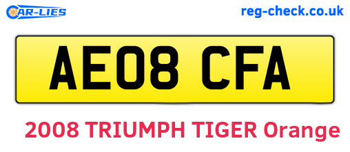 AE08CFA are the vehicle registration plates.