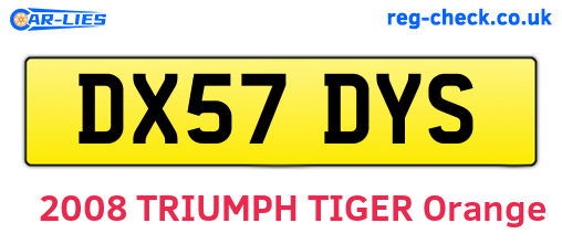 DX57DYS are the vehicle registration plates.