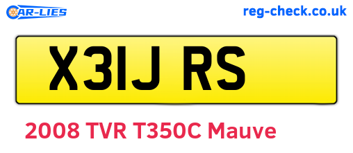 X31JRS are the vehicle registration plates.