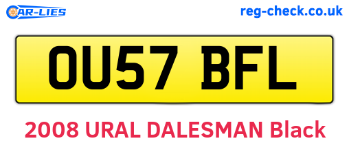 OU57BFL are the vehicle registration plates.