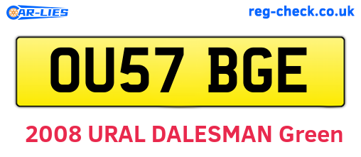 OU57BGE are the vehicle registration plates.