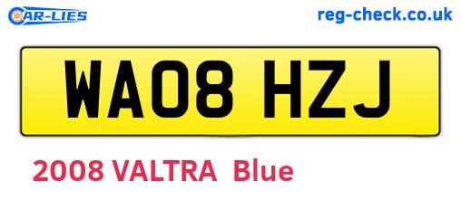 WA08HZJ are the vehicle registration plates.