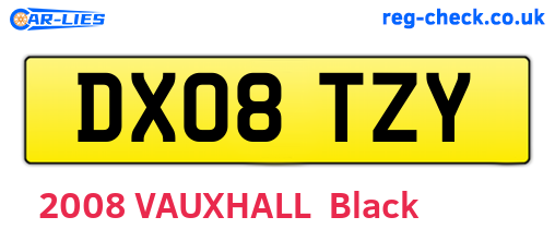 DX08TZY are the vehicle registration plates.