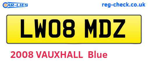 LW08MDZ are the vehicle registration plates.