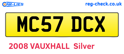 MC57DCX are the vehicle registration plates.