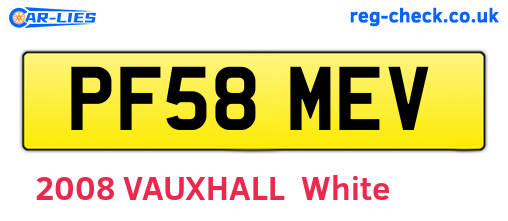 PF58MEV are the vehicle registration plates.