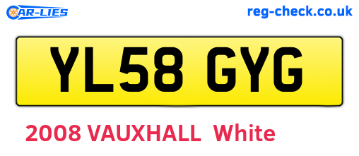YL58GYG are the vehicle registration plates.