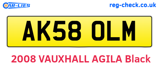 AK58OLM are the vehicle registration plates.