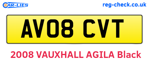 AV08CVT are the vehicle registration plates.