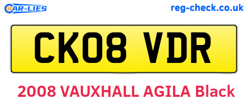 CK08VDR are the vehicle registration plates.