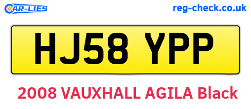 HJ58YPP are the vehicle registration plates.