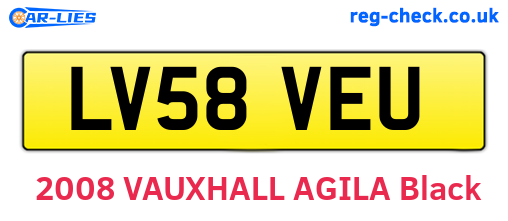 LV58VEU are the vehicle registration plates.